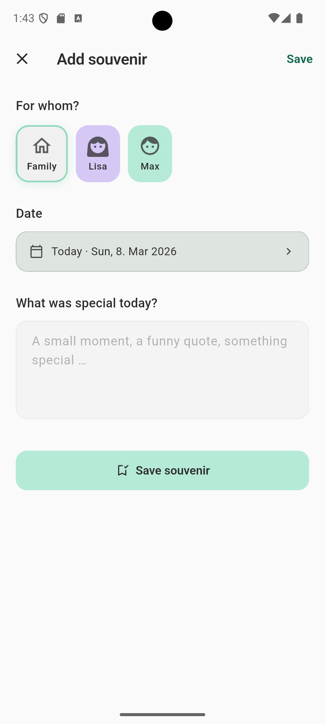 SouvenirBird App Screenshot